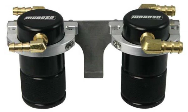 Moroso 85647 Separator, Air Oil, Catch Can, Small Body With Black Finish, Subaru Sti 08-14 Front Mount Intercooler