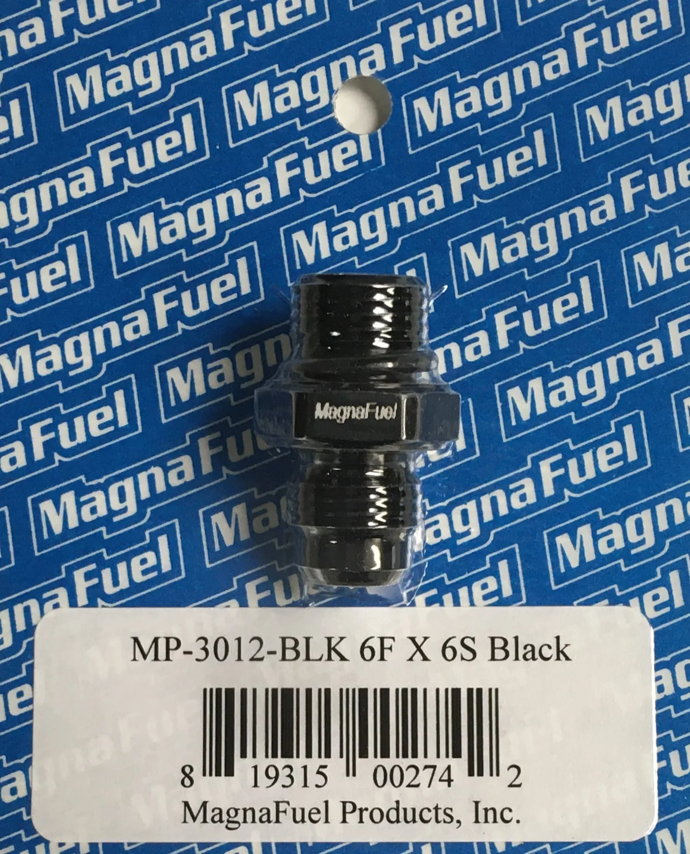 MagnaFuel MP-3012-BLK -6 Flare to -6 Straight Black AN Adapter