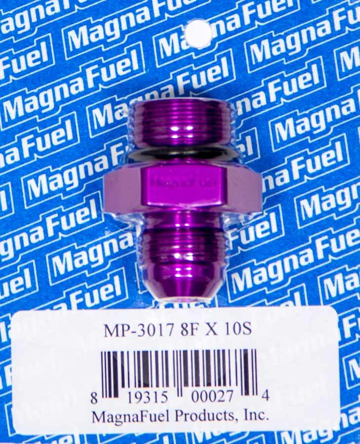 MagnaFuel MP-3017 -8 Flare to -10 Straight Purple AN Adapter