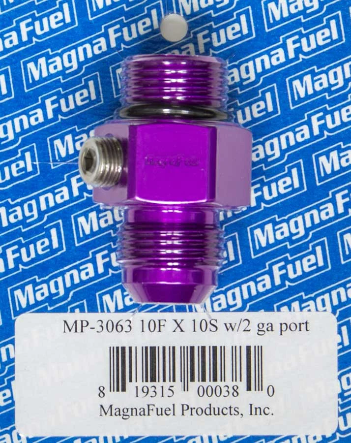 MagnaFuel MP-3063 Purple -10 AN Male to -10 AN Male O-Ring Gauge Port Adapter