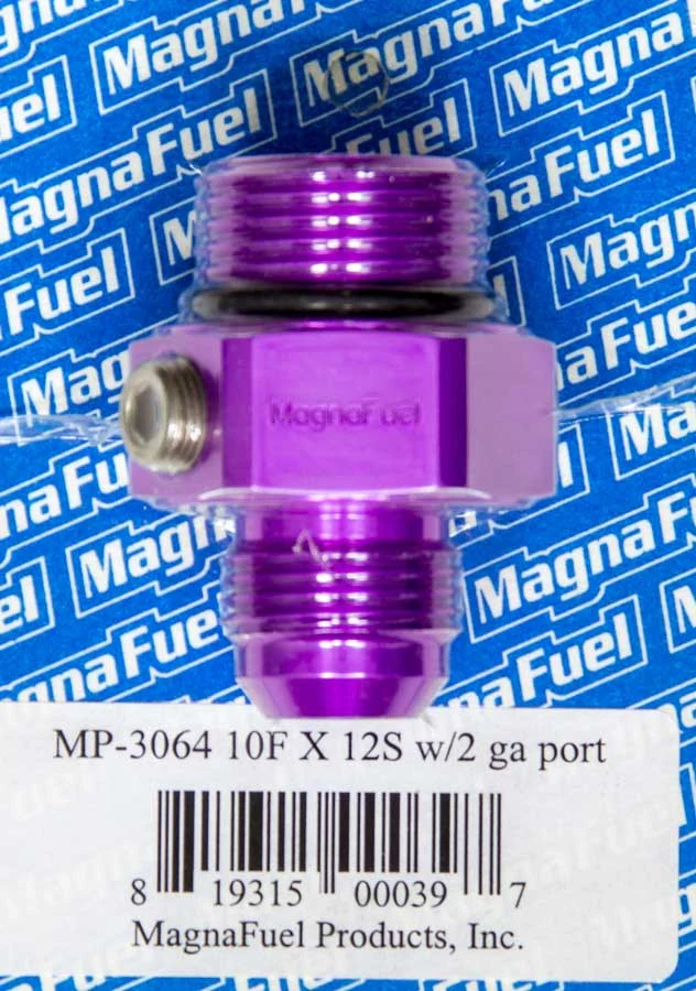 MagnaFuel MP-3064 Purple -10 AN Male to -12 AN Male O-Ring Gauge Port Adapter