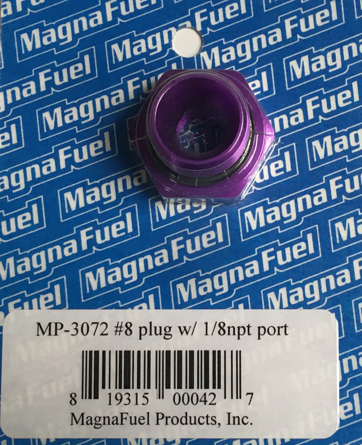 MagnaFuel MP-3072 Purple -8 Port Plug W/ 1/8 NPT Female Port