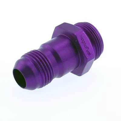 Magnafuel MP-3504 Carburetor Inlet Fitting, Straight, 8 AN Female to 7/8-20 in Male, Long, Aluminum, Purple Anodized, Holley Carburetors, Each
