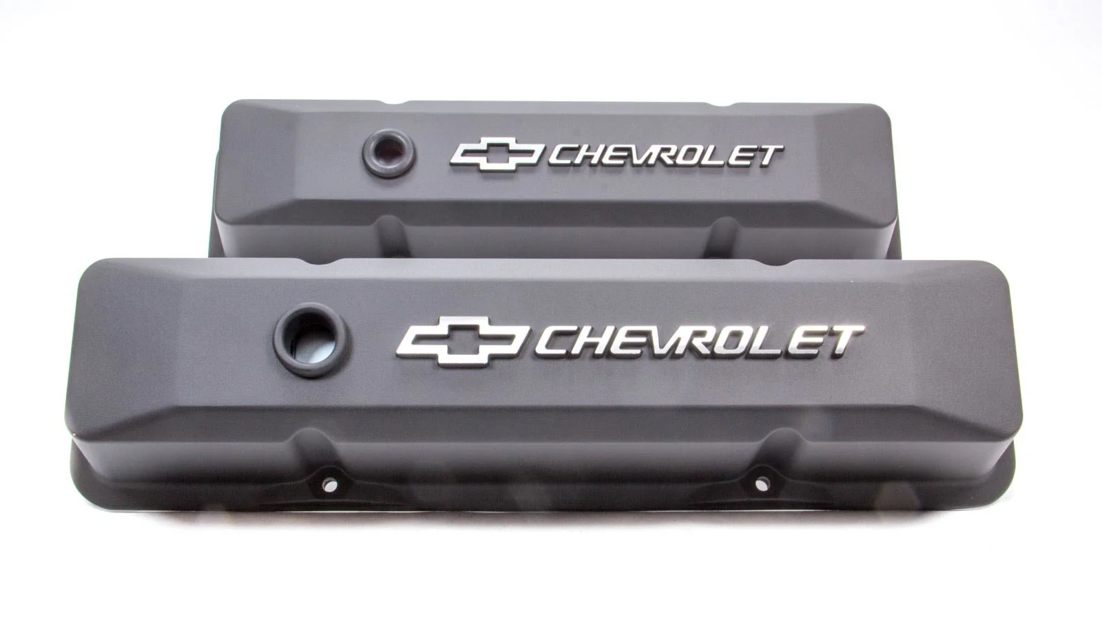 Proform 141-119 SBC Blk Crinkle Diecast V/C's - Raised Emblem