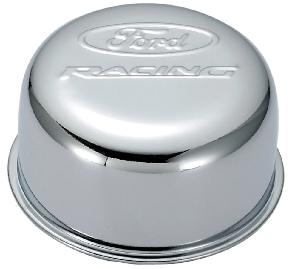 Ford Racing 302-200 Valve Cover Breather, Twist-On, 1.220 in., Chrome, Steel, Each