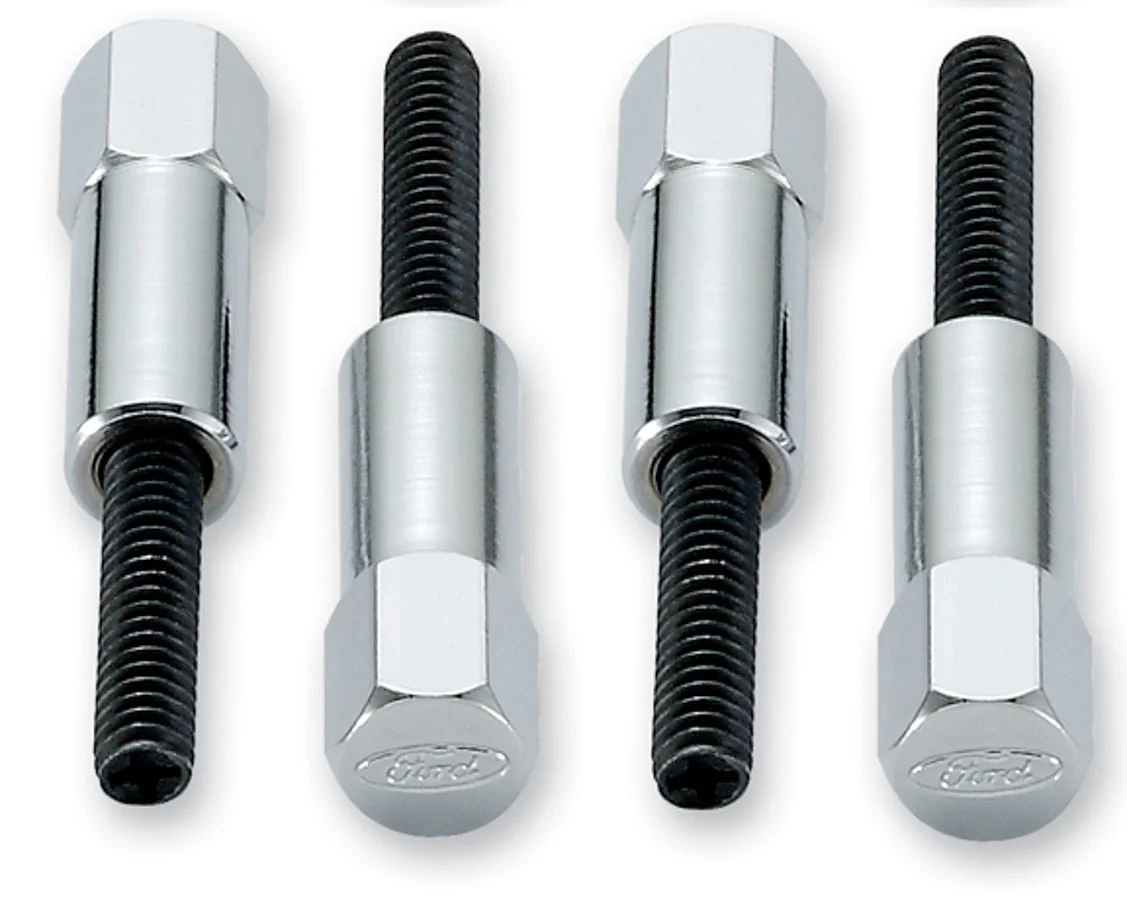 Ford Racing 302-315 Valve Cover Studs, 1/4 in.-20 x 1.375 in., Steel, Chrome, Set of 4