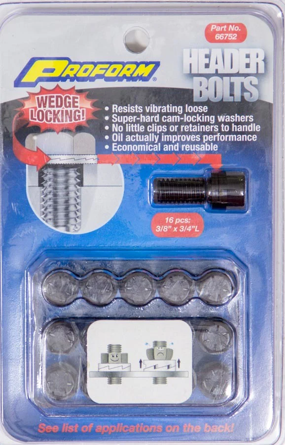 Proform 66752 Wedge Locking Header Bolts - 3/8 x 3/4L (16)
