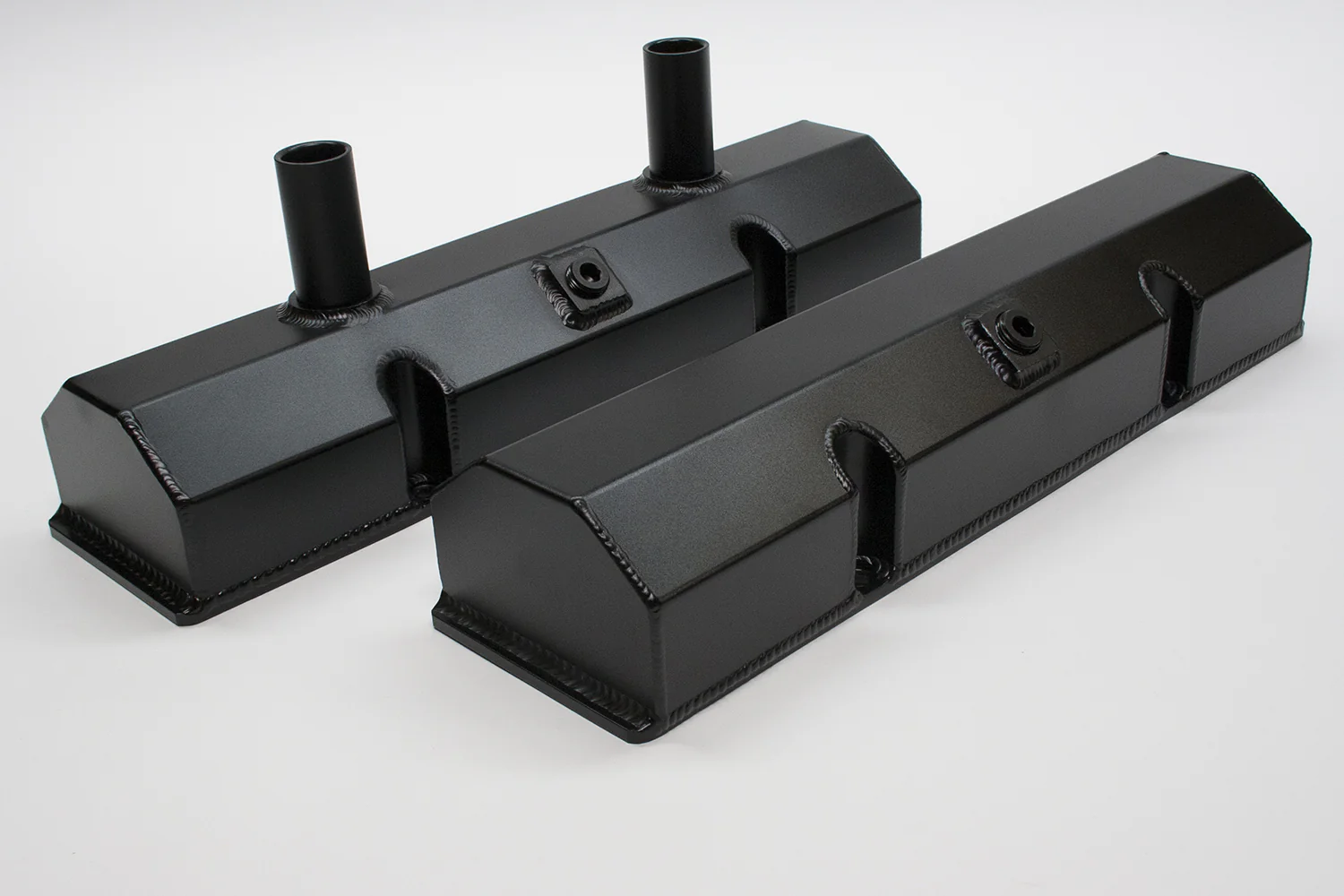 PRW Power 4035047 Aluminum Fabricated Tall Circle Track Valve Covers SBC, Black