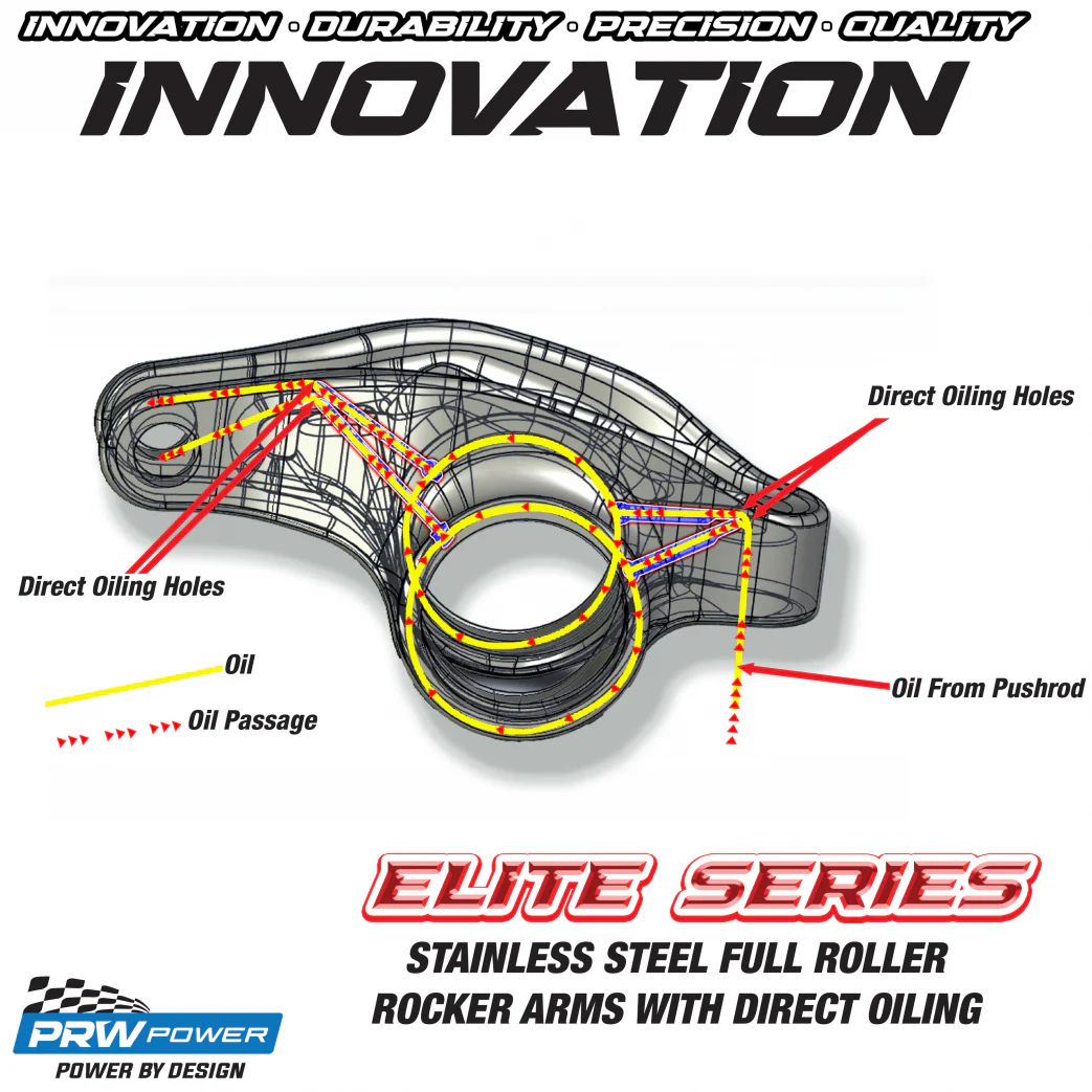 PRW Power 62350716 Elite Stainless SBC Full Roller Rocker Arms 1.6 Ratio 7/16 Stud - Image 3