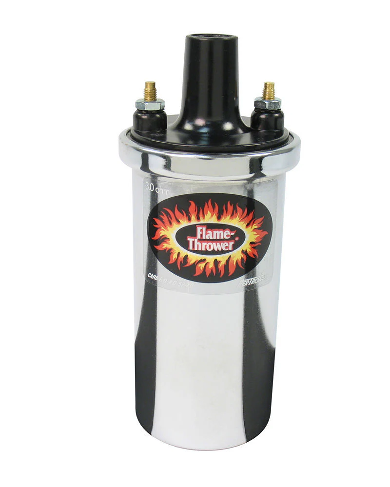 Pertronix 40501 Ignition Coil Flame Thrower Canister 3.00 ohm Female Socket 40000V Oil Filled Chrome Each