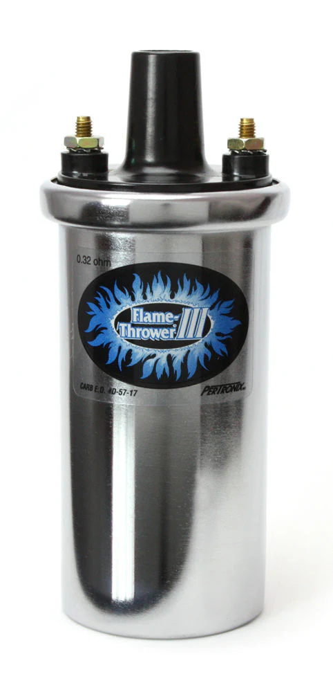 Pertronix 44001 Ignition Coil Flame Thrower III Canister 0.32 ohm Female Socket 45000V Oil Filled Chrome Each
