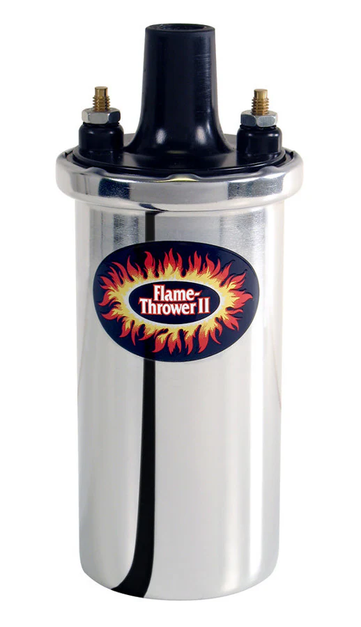 Pertronix 45001 Ignition Coil Flame Thrower II Canister 0.60 ohm Female Socket 45000V Oil Filled Chrome Each