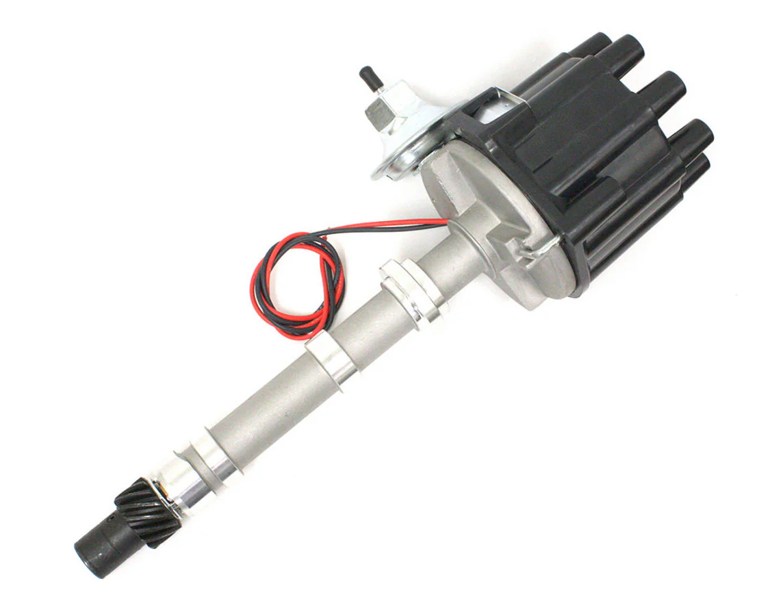 Pertronix D104600 Distributor FlameThrower Stock Look Magnetic Pickup Vacuum Advance Socket Style Black Chevy V8 Each