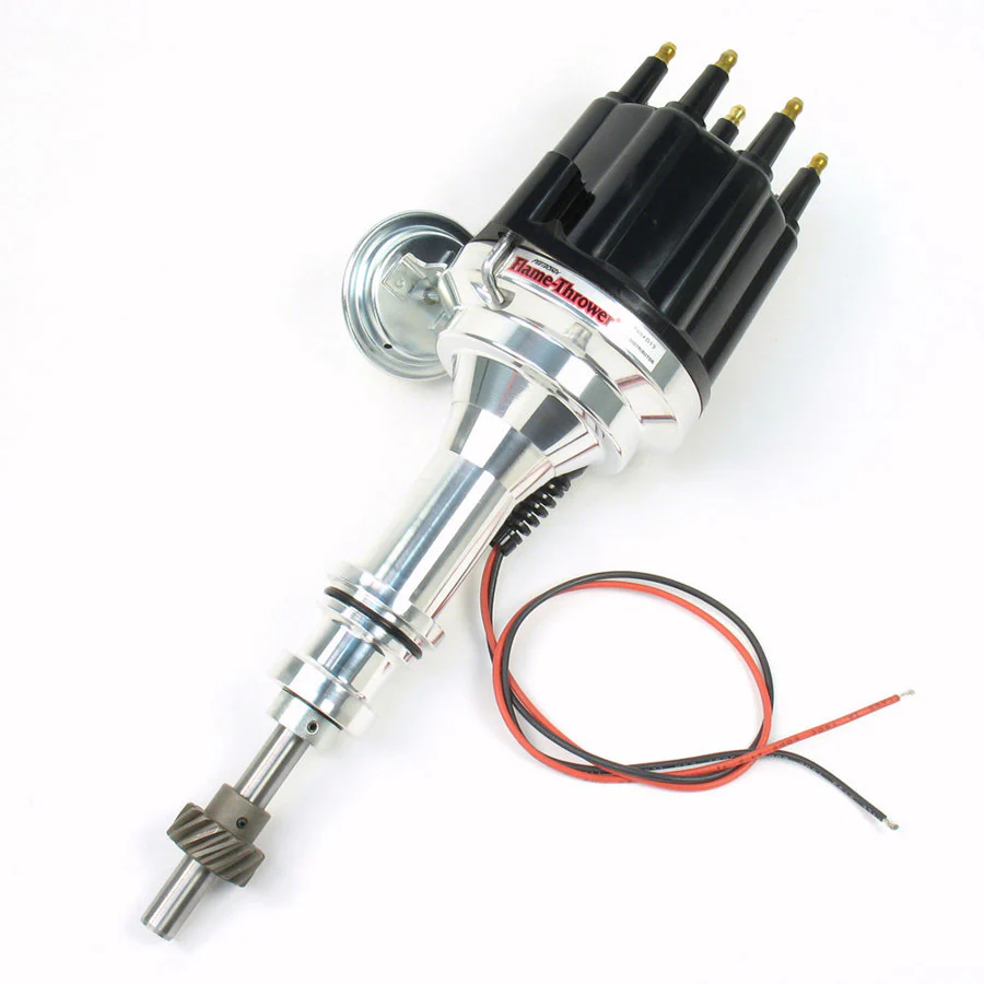 Pertronix D130710 Distributor FlameThrower Plug N Play Billet Magnetic Pickup Vacuum Advance HEI Style Terminal Black Small Block Ford Each