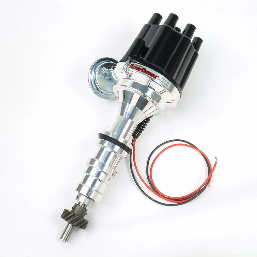 Pertronix D133700 Distributor FlameThrower Plug N Play Billet Magnetic Pickup Vacuum Advance Socket Style Black Ford FESeries Each