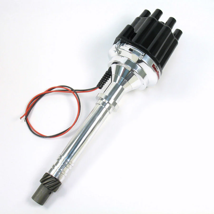 Pertronix D7100800 Distributor FlameThrower Plug N Play Billet Magnetic Pickup Mechanical Advance Socket Style Black Chevy V8 Each