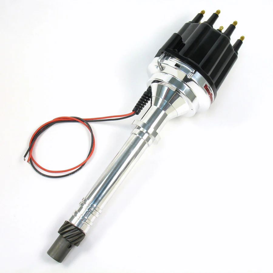 Pertronix D7100810 Distributor FlameThrower Plug N Play Billet Magnetic Pickup Mechanical Advance HEI Style Terminal Black Chevy V8 Each