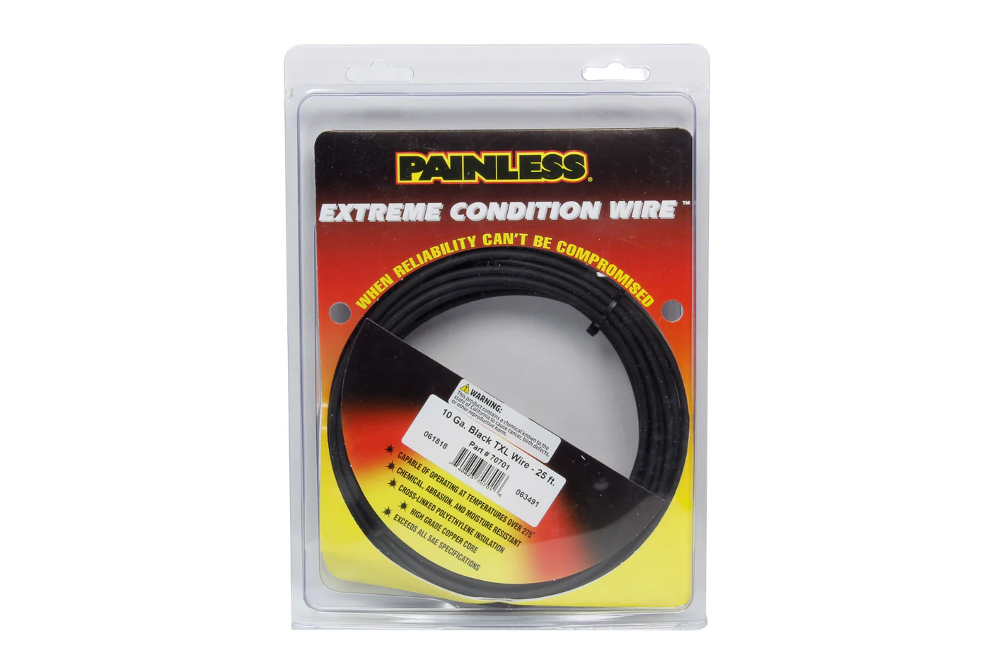 Painless Wiring 70701 10 Gauge Black TXL Wire 25 Ft.