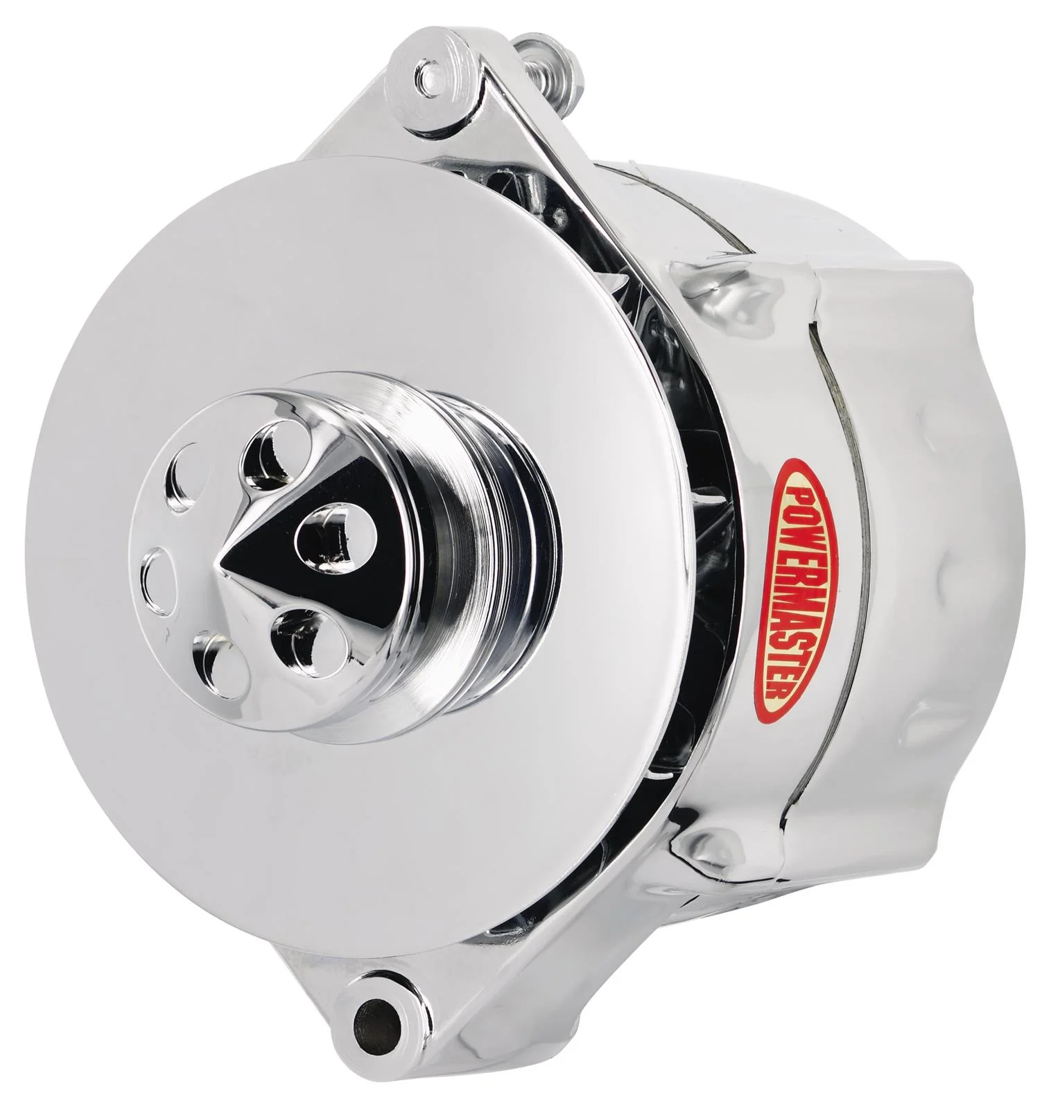 Powermaster 17295 Alt GM 12SI Chrome 100A Smooth Look 1V Pulley Baffle & Cone 1 or 3 Wire