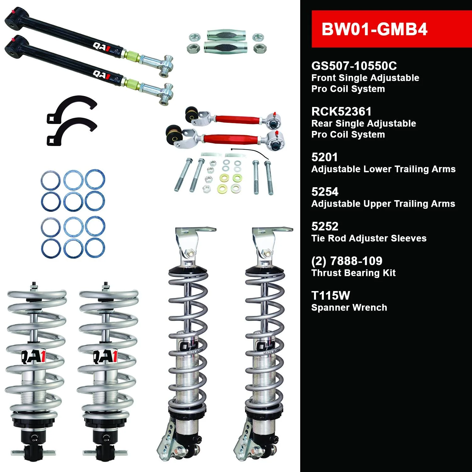 QA1 BW01-GMB4 Big Wheel Donk Kit GM 1971-76 B-Body Level 1