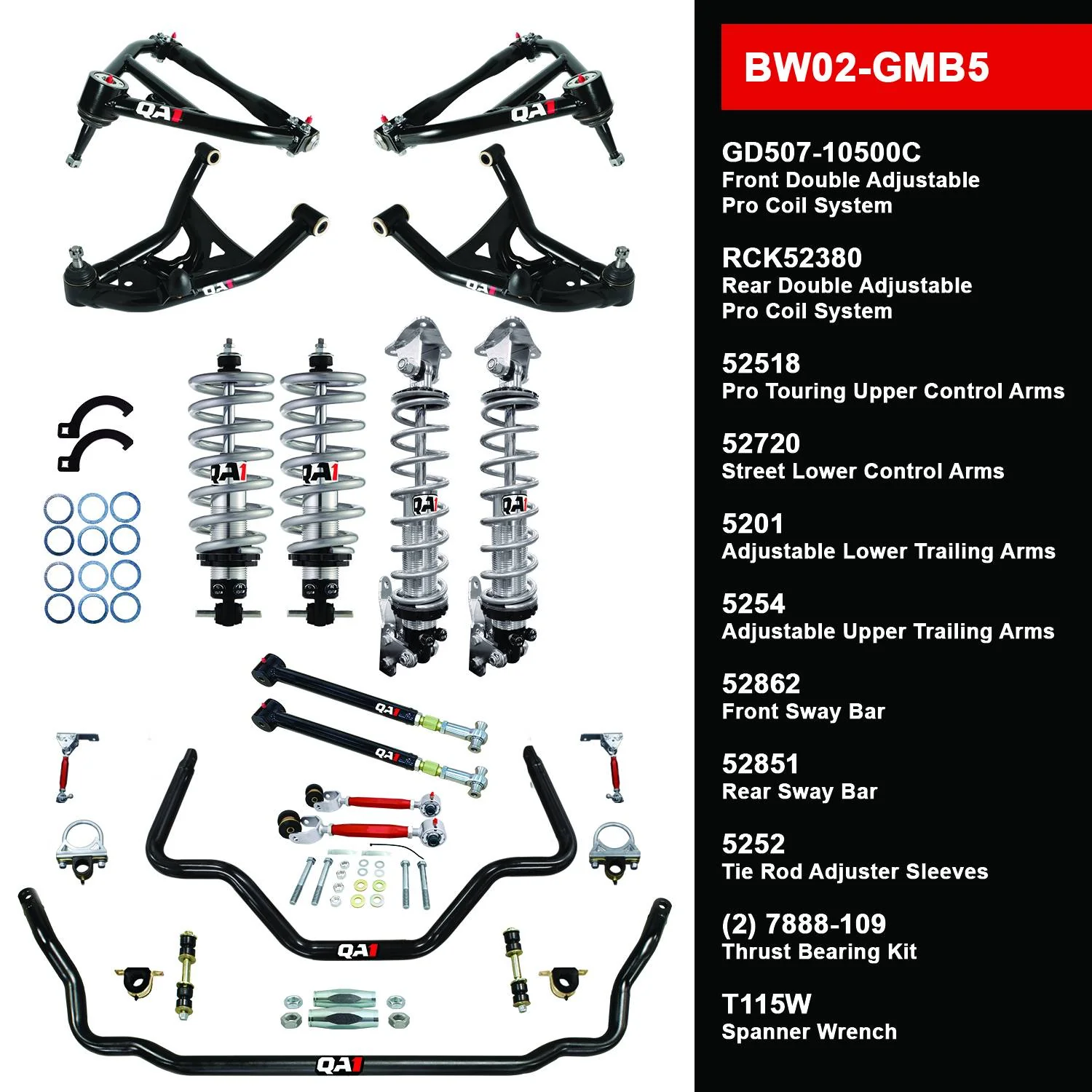 QA1 BW02-GMB5 Big Wheel Kit GM 1977-90 B-Body Level 2