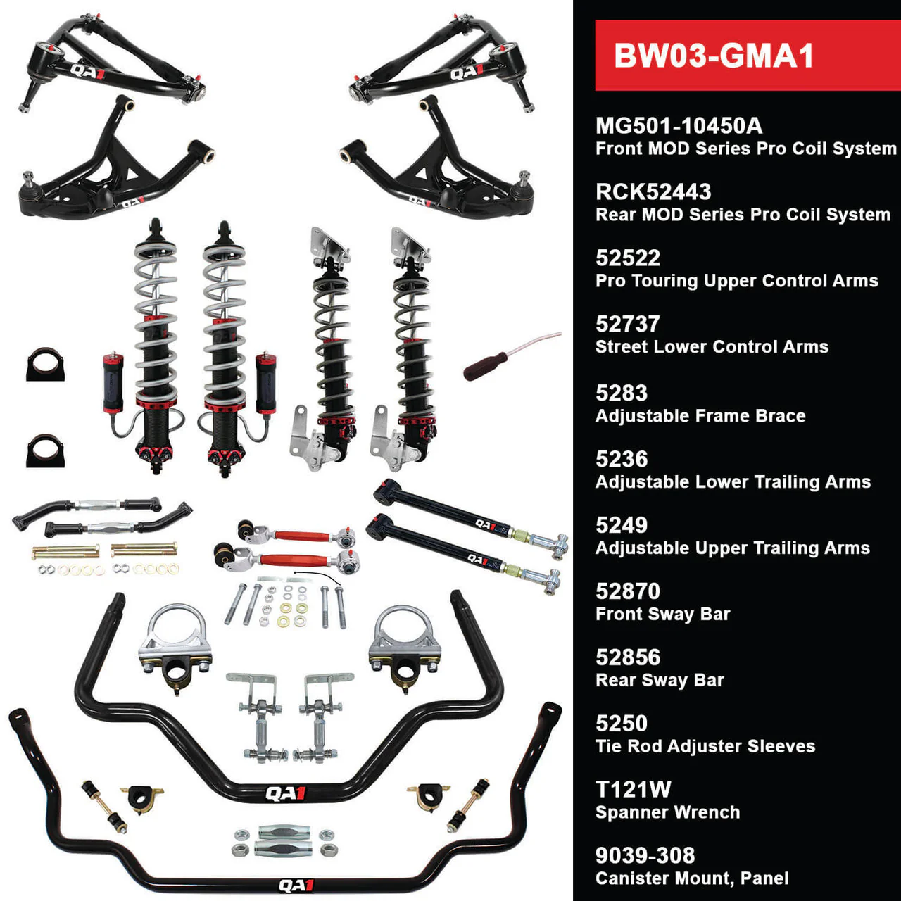 QA1 BW03-GMA1 Big Wheel Suspension Kit GM 1964-67 A-Body Level 3