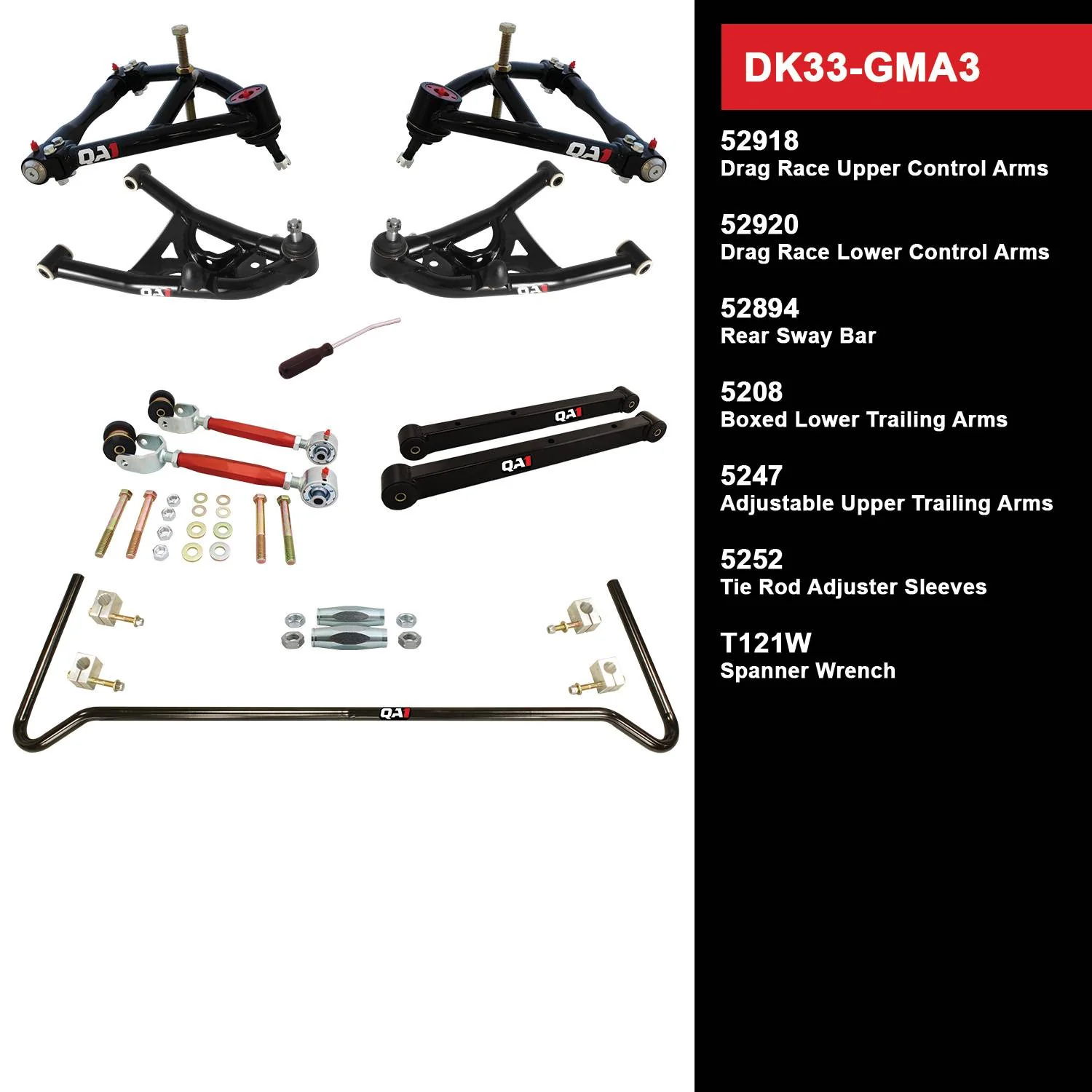 QA1 DK33-GMA3 Drag Kit Level 3 GM 1973-77 A-Body, Without Shocks