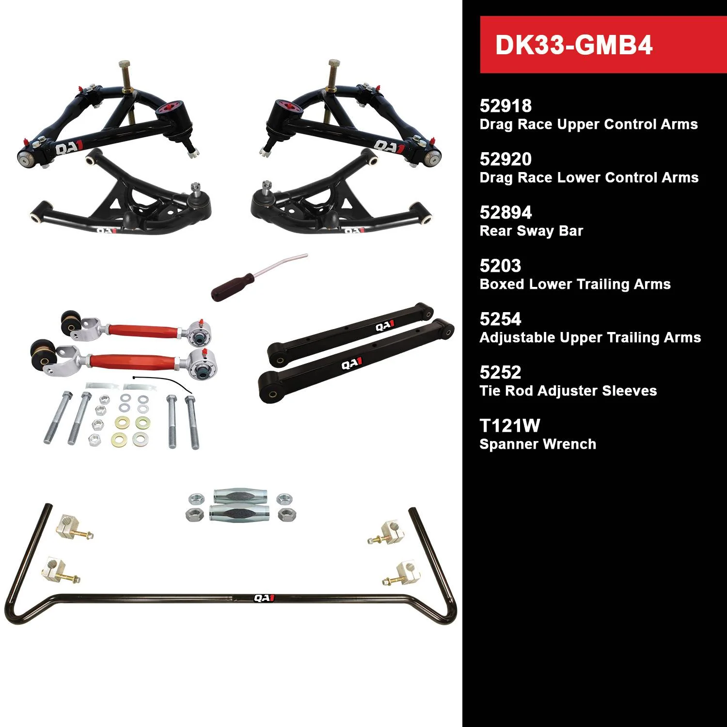 QA1 DK33-GMB4 Drag Kit Level 3 GM 1977-93 B-Body, Without Shocks