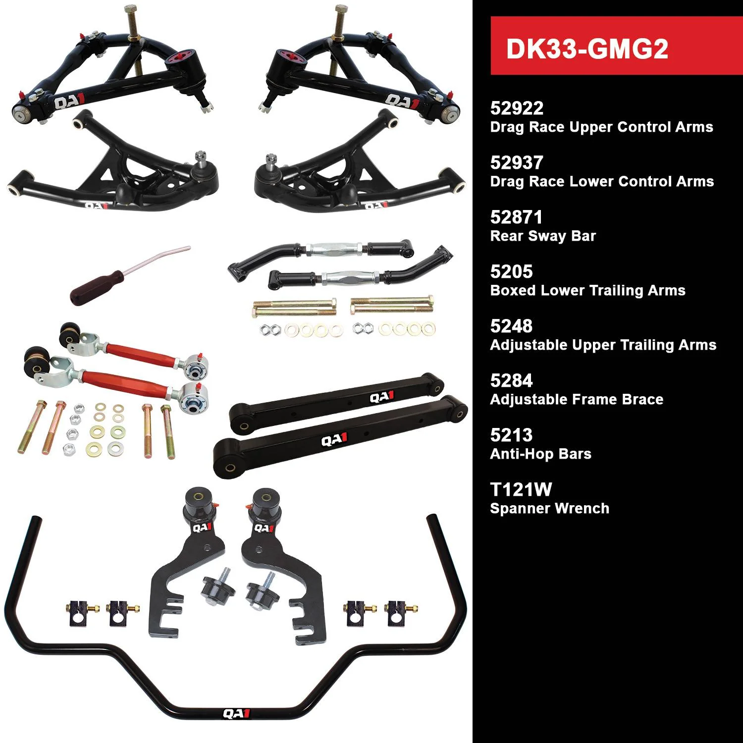 QA1 DK33-GMG2 Drag Kit Level 3 GM 1969-72 Grand Prix and 1970-72 Monte Carlo, Without Shocks
