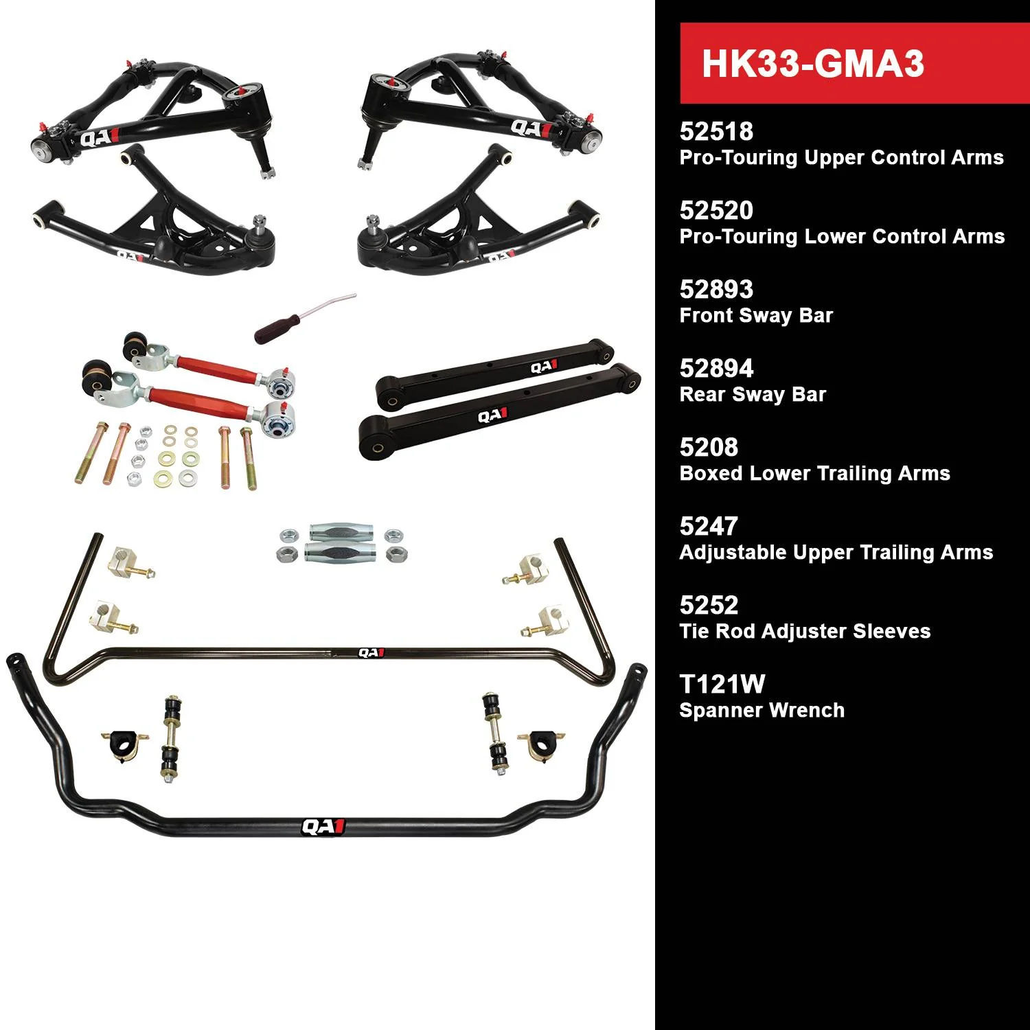 QA1 HK33-GMA3 Handling Kit Level 3 GM 1973-77 A-Body, Without Shocks
