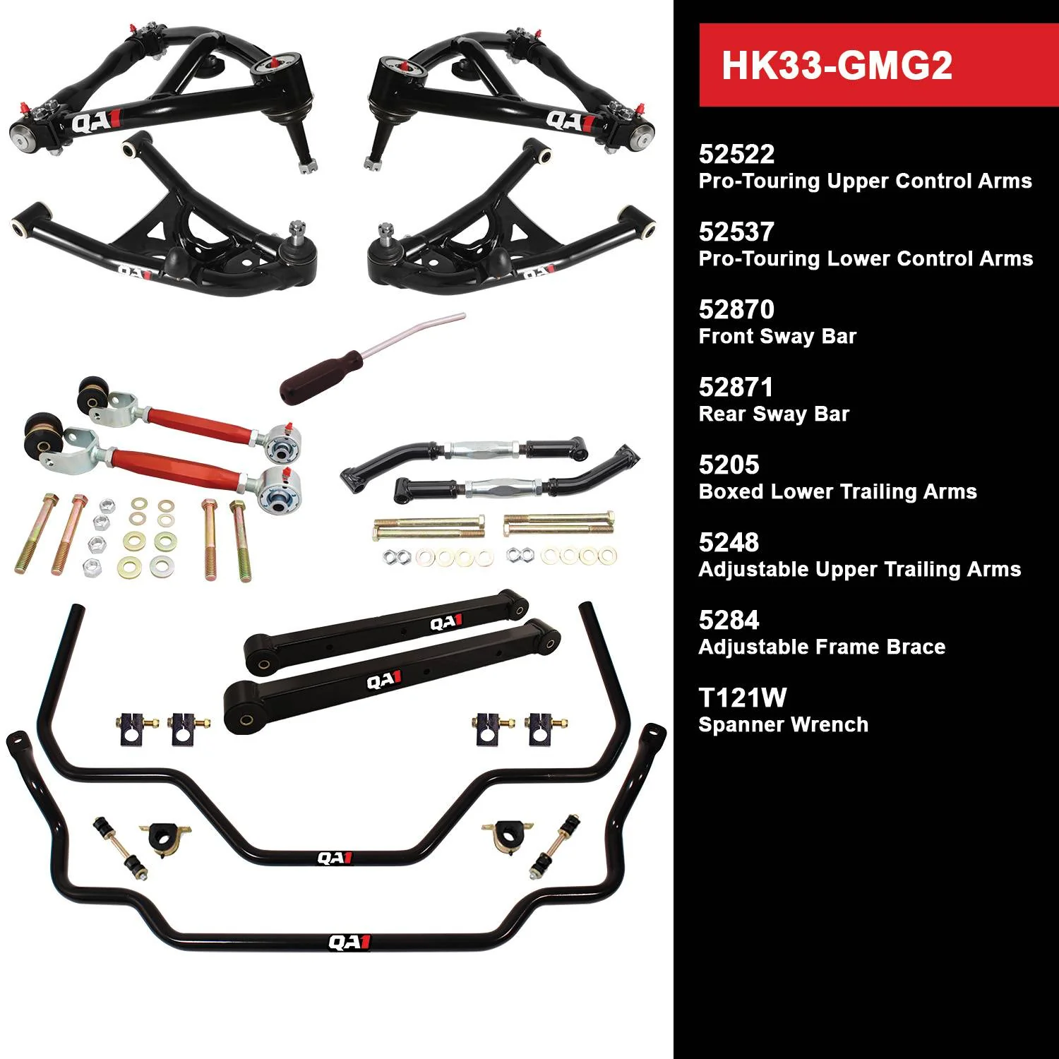 QA1 HK33-GMG2 Handling Kit Level 3 GM 1969-72 Grand Prix and 1970-72 Monte Carlo, Without Shocks