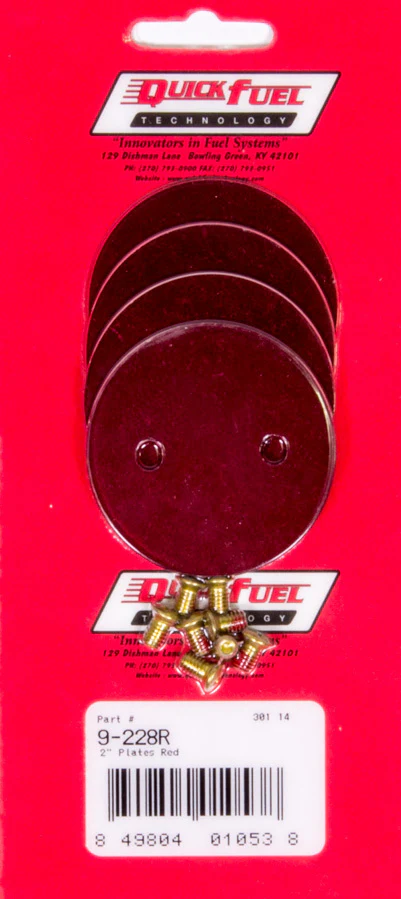 Quick Fuel 9-228R 2in Throttle Plates Red Anodized (4 Pack)