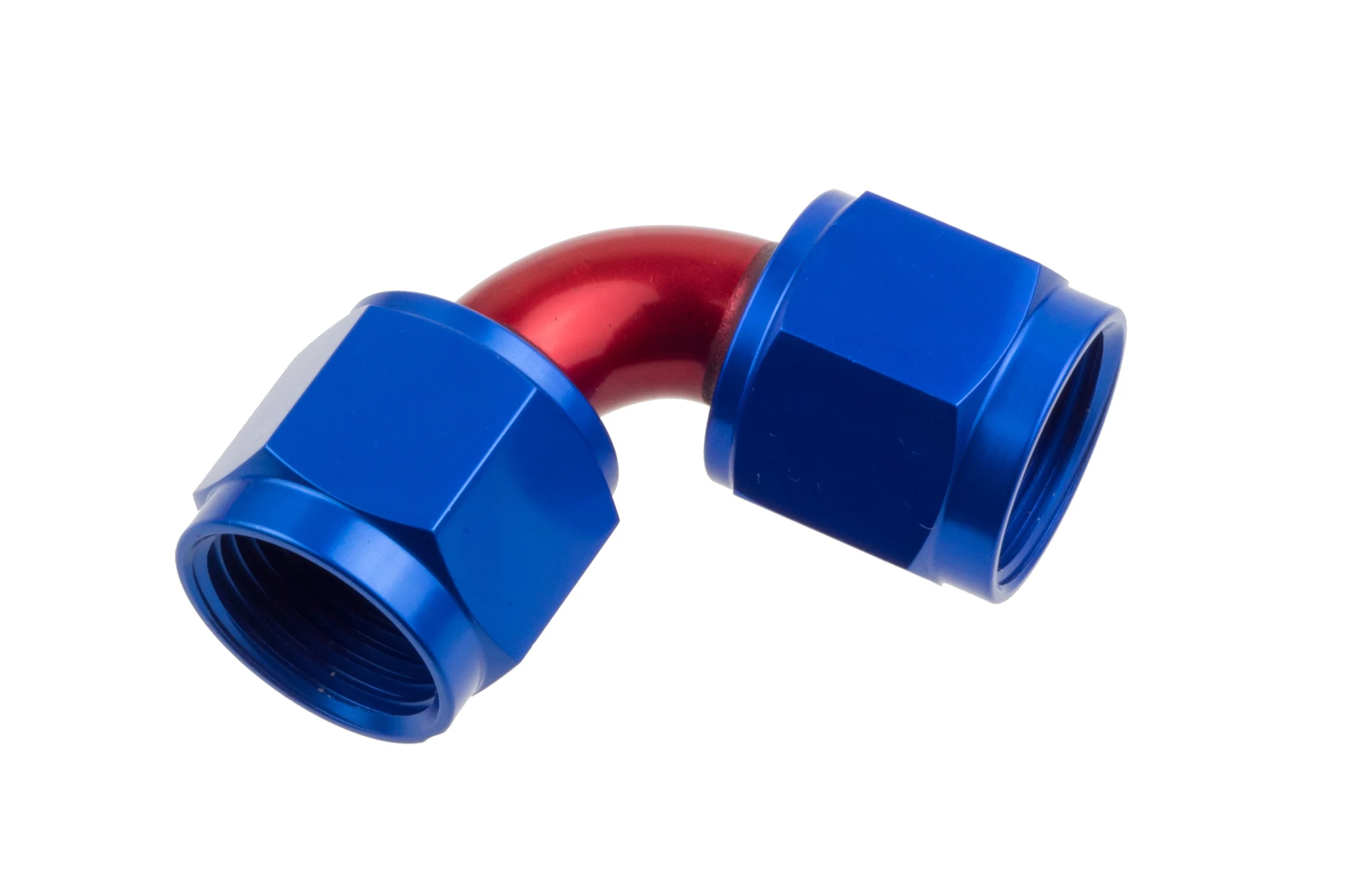 Redhorse Performance 8190-04-1 AN Female to AN Female Swivel Coupler, -4 90 Degree, Blue