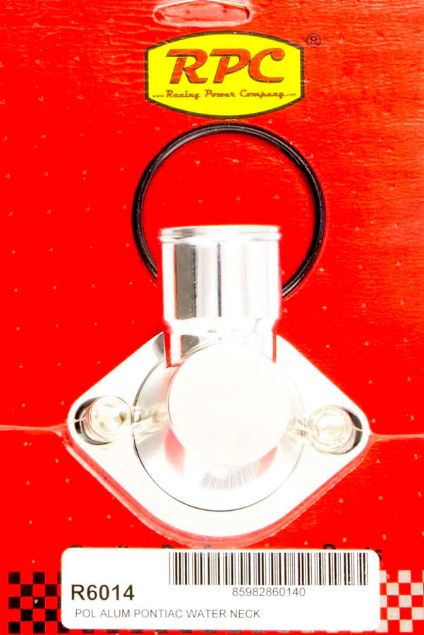 RPC R6014 Water Neck, Pontiac V8, 75 Degreen, Swivel, O-Ring, Polished Aluminum
