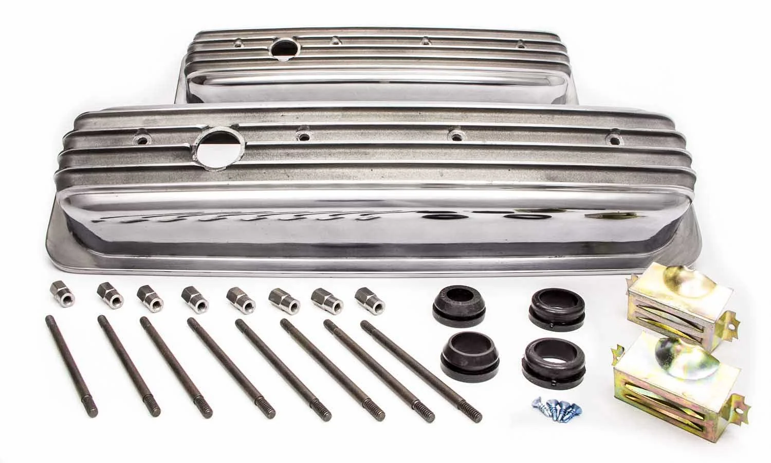 RPC R6196 Sbc Alum Finned Short Center Bolt V/C Polished