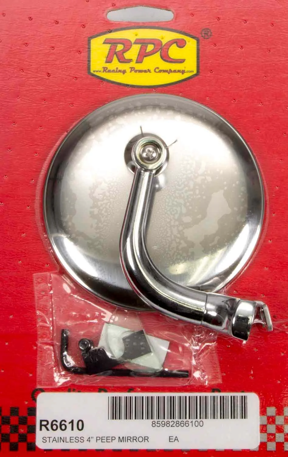 RPC R6610 Stainless Peep Mirror W/Short Arm 4In