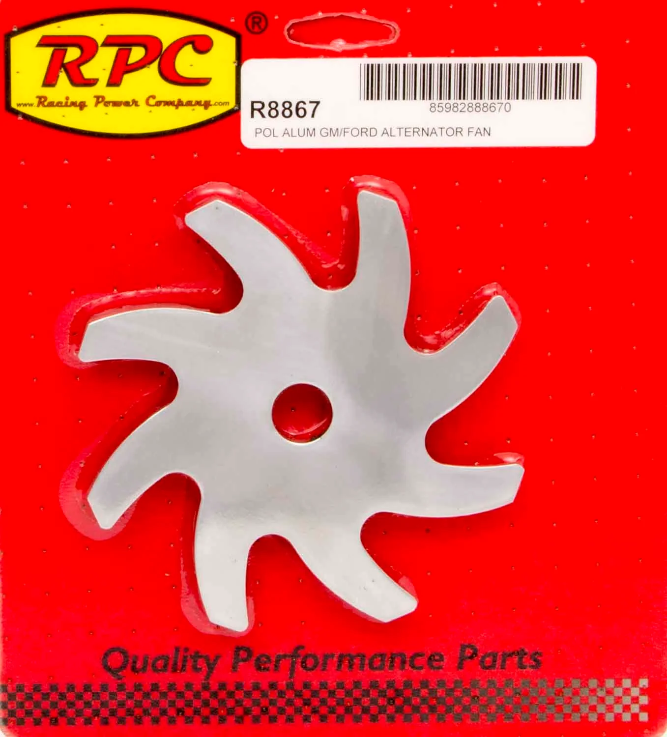 RPC R8867 Alternator Pulley Fan Polished Aluminum