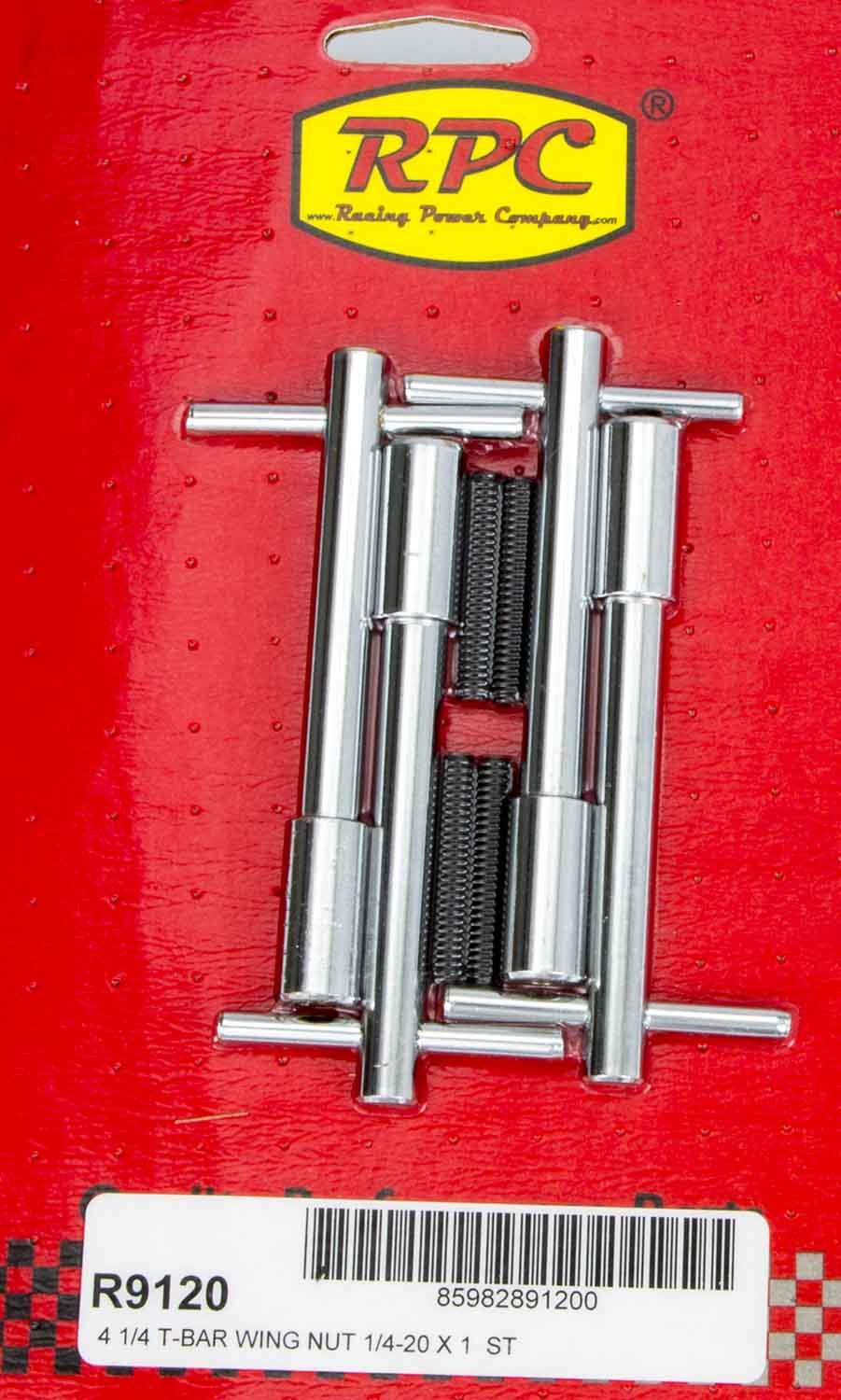 RPC R9120 Valve Cover T-Bars, 1/4 In.-20 X 1.375 In., Steel, Chrome, Set Of 4