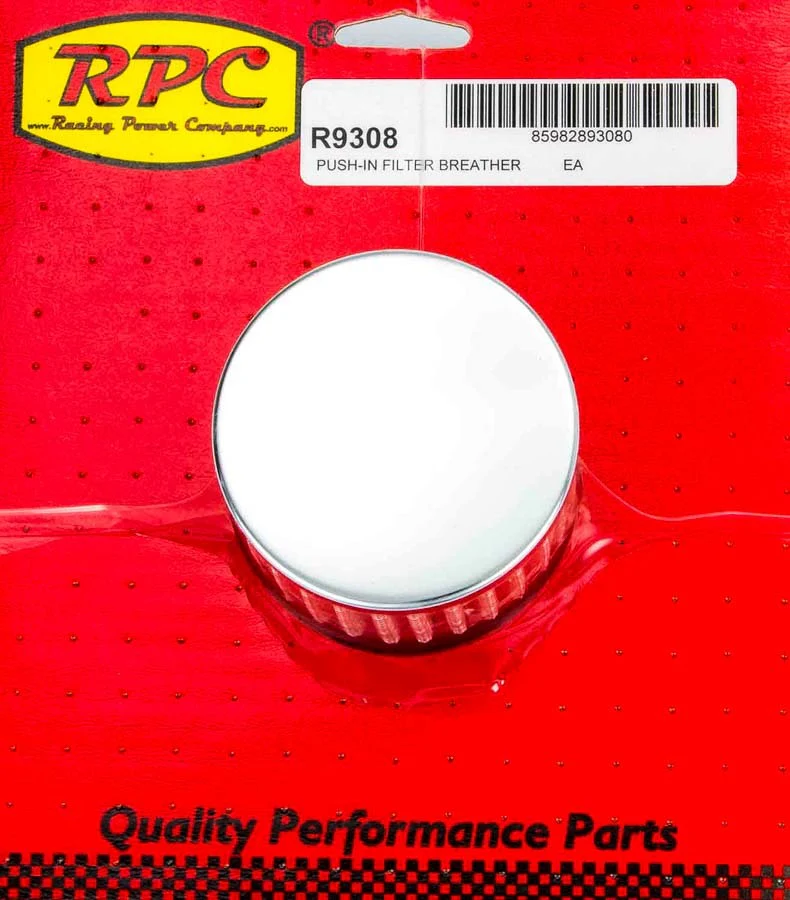 RPC R9308 Valve Cover Breather, Push-In, 1.250 In., Steel, Chrome, Each