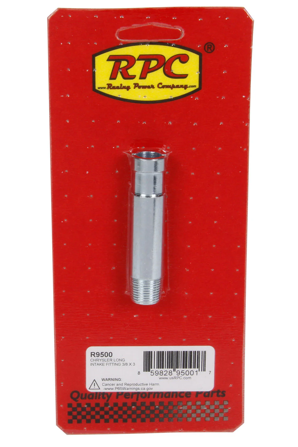 RPC R9500 Heater Hose Connector Fitting, Hose Barb 3/8 In. X 3/8 In. Npt Male, Straight, Chrome Steel