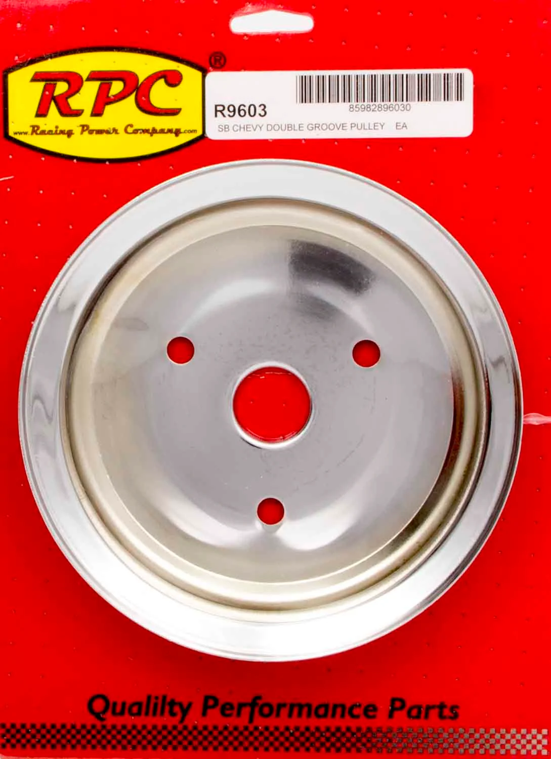 RPC R9603 Sbc 2Groove Crank Pulley Short Pump Chrome