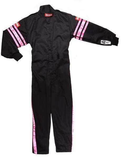 Racequip 1950893 Black Suit Single Layer Kids Medium Pink Trim