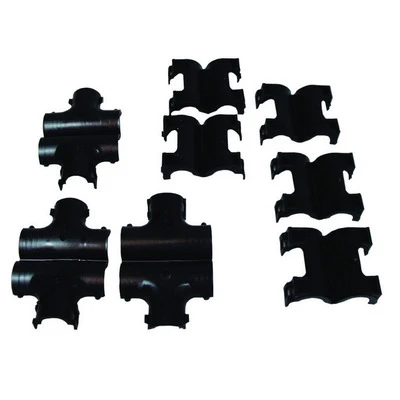 Taylor / Vertex 38882 Convoluted Tubing, 1/2 in Diameter, Plastic Tee / In-Line Fittings, Black, Set of 8