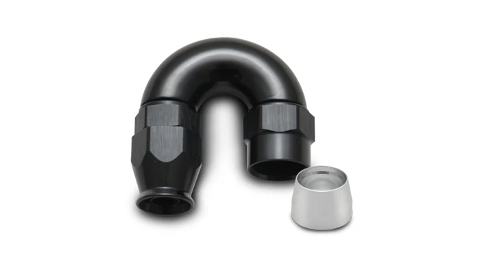 Vibrant Performance 28808 -8 Black High-Flow PTFE Hose End 180 Degree