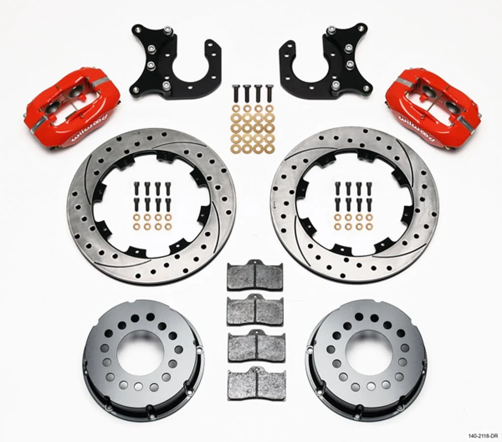 Wilwood 140-2118-DR P/S Rear Disc Kit New Big Ford Drilled Red